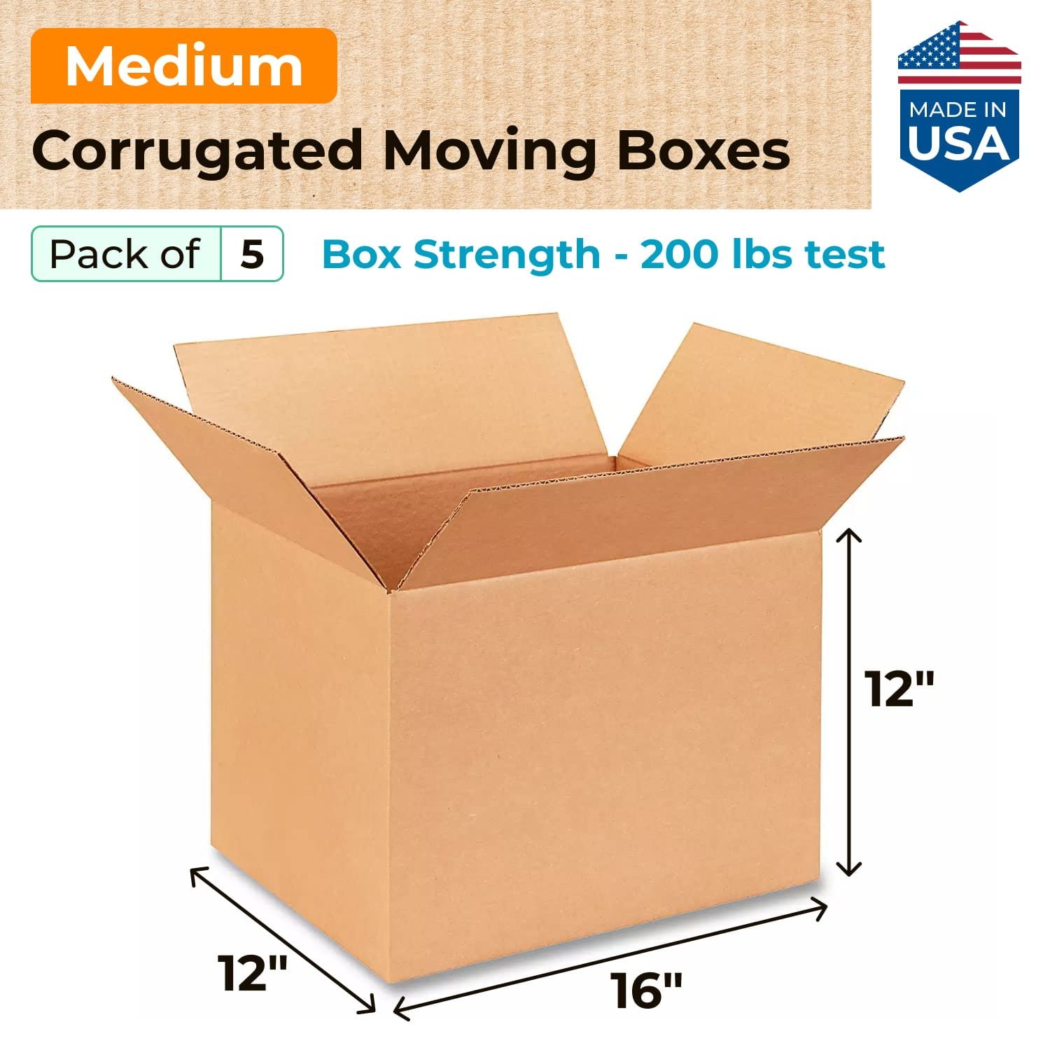 IDL Packaging Medium Corrugated Moving Boxes 16″L x 12″W x 12″H (Pack of 5) Review