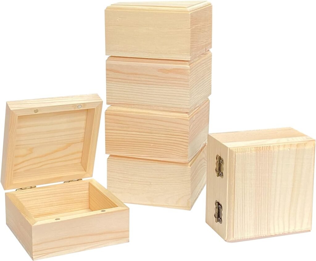 12 Pieces Small Wooden box Unfinished Wood Treasure Boxes with Lid for DIY Crafts (3.5 x 2.1 x 1.9 In)