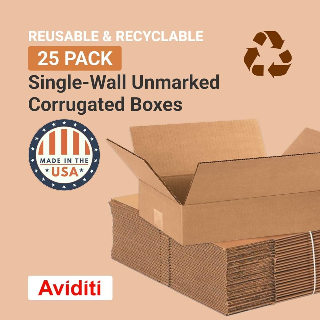 AVIDITI Shipping Boxes Medium 12L x 9W x 4H, 25-Pack | Corrugated Cardboard Box for Moving, Mailing, Packing and Storage 12x9x4