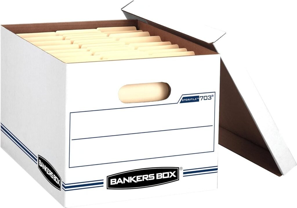 Bankers Box 20 Pack STOR/FILE Basic Duty File Storage Boxes, Standard Assembly, Lift-off Lid, Letter/Legal, White/Blue