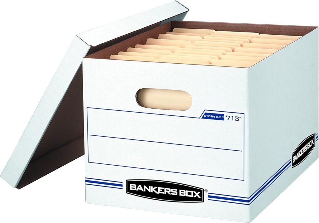 Bankers Box 20 Pack STOR/FILE Basic Duty File Storage Boxes, Standard Assembly, Lift-off Lid, Letter/Legal, White/Blue