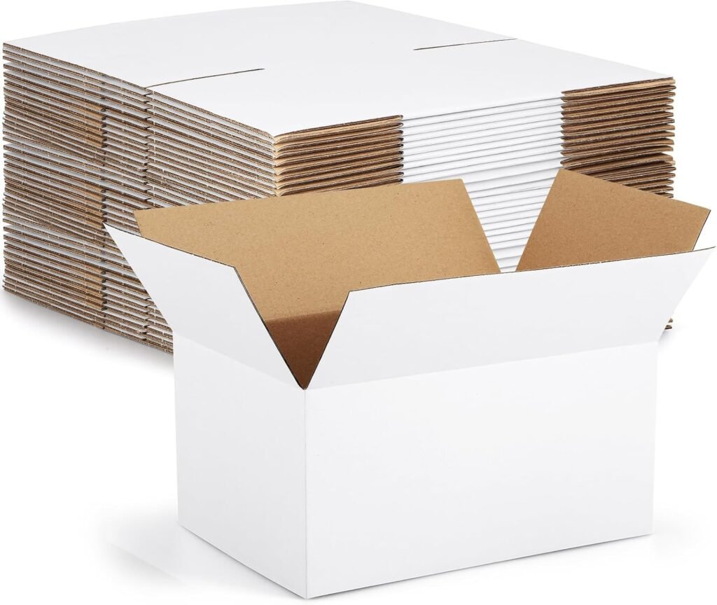 Eupako 10x7x5-Small-Shipping-Boxes-30-Pack-White-Corrugated-Box-Mailers, Cardboard Boxes for Packaging Small Business, Mailing